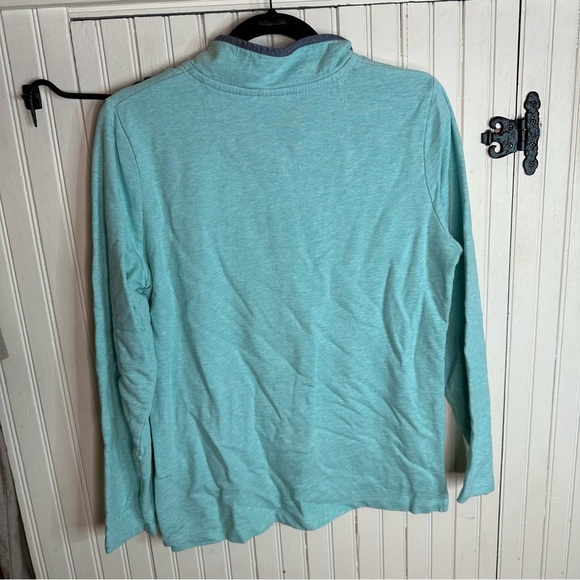 L.L. Bean Blue Cotton Quarter Zip Pullover Sweater - Picture 3 of 7